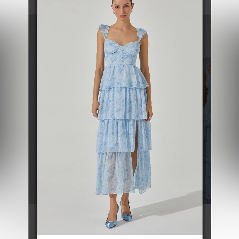 Midsummer Floral Tiered Maxi Dress Blue floral / XS